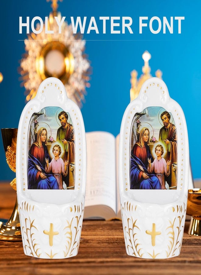 Willinglong 2 Pcs Porcelain Catholic Holy Water Font Ceramic Sacred Heart of Holy Water Fonts Wall Hanging Container for Home Church Entrance Decor First Communion Confirmation Gift (Virgin Mary) - Image 5